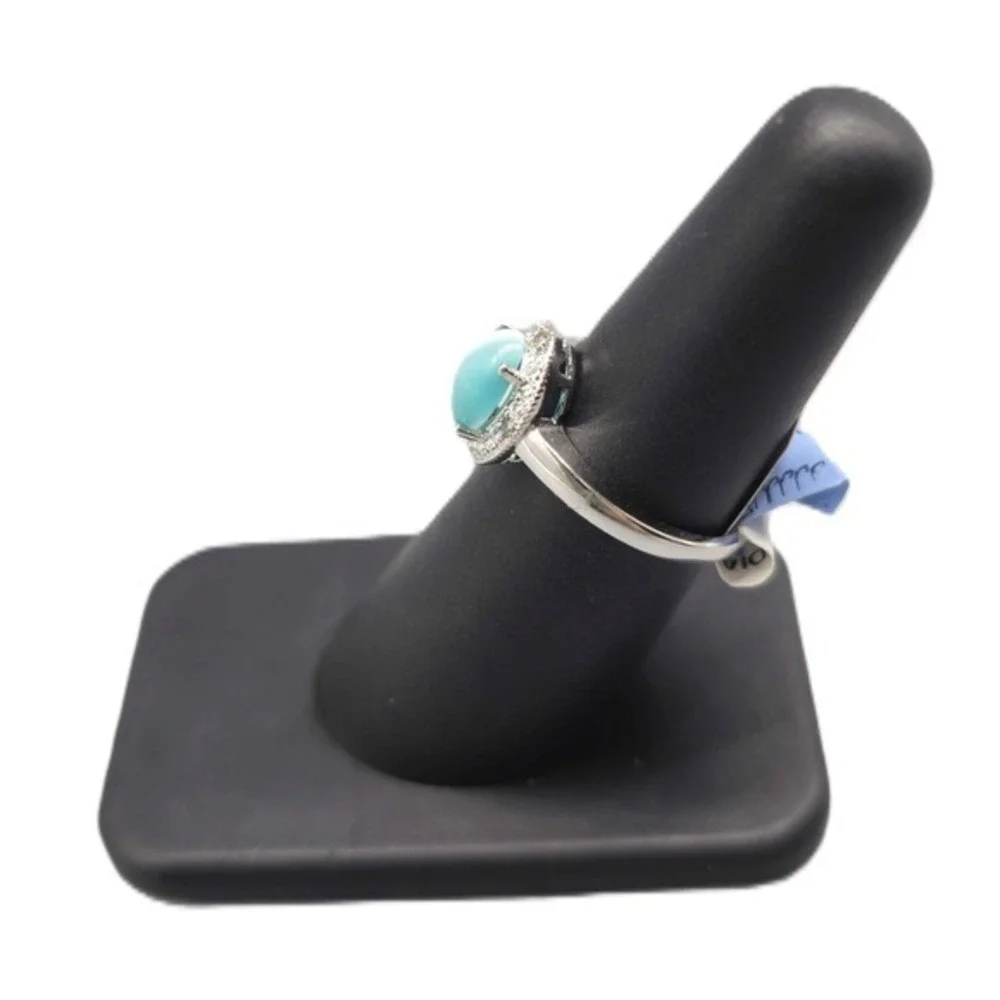 .925 SILVER DIAMOND & CAT EYE RING SIZE 6.5 2.1G (GNH022581)